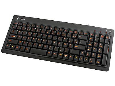 I-ROCKS KR-6820E-BK Black 104 Key USB Wired Backlit Gaming Keyboard (Orange LED)